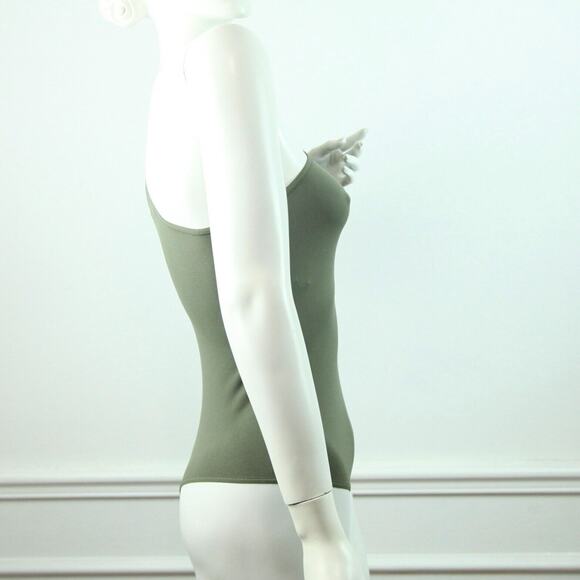 Vintage 90s Y2K Bebe One Sleeve Bodysuit Olive Green Rave Cutout XS S USA - Picture 8 of 14